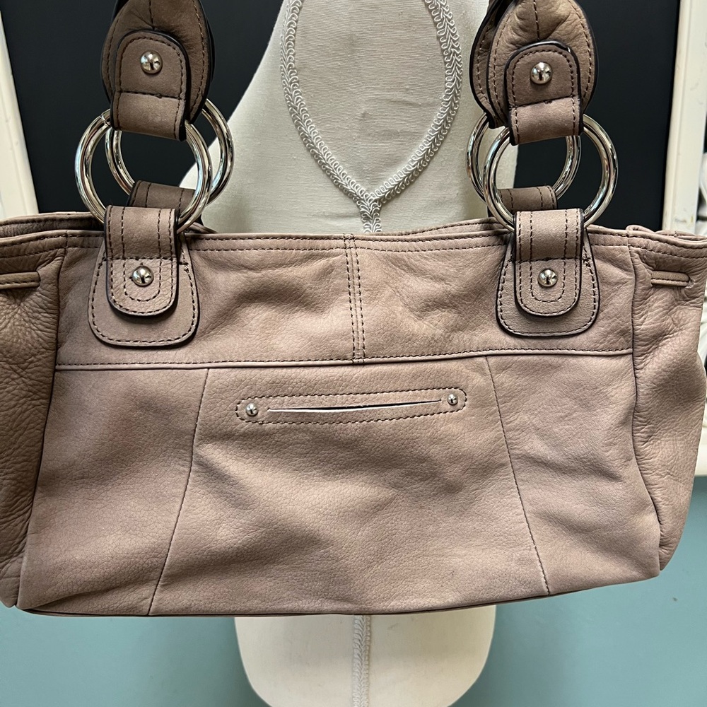 B Makowsky taupe Leather shoulder bag - Picture 6 of 7